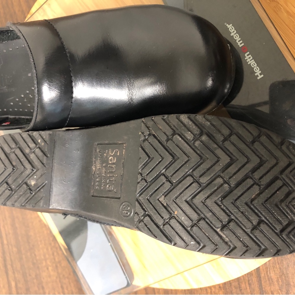 SANITA Original Professional Nursing Work Clogs Danish Black Leather Shoes 39 - Picture 11 of 11